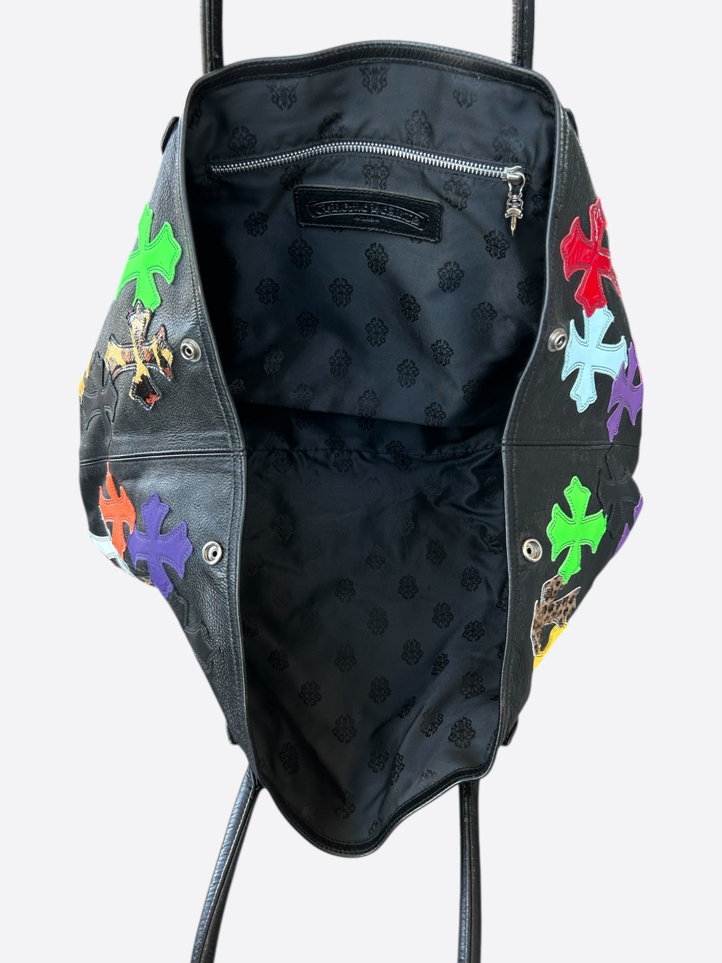 Chrome Hearts Black Multicolor Cross Patch Tote Bag