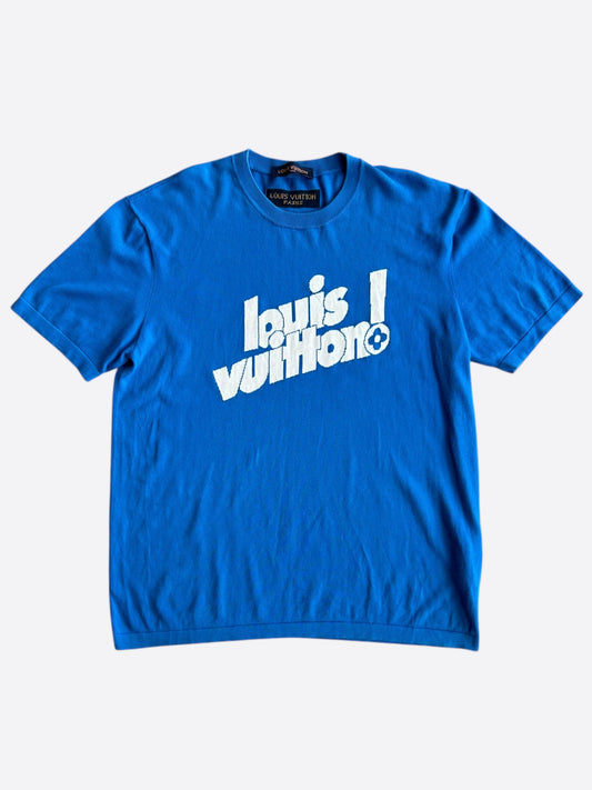 Louis Vuitton Blue & White Everyday Logo Intarsia T-Shirt