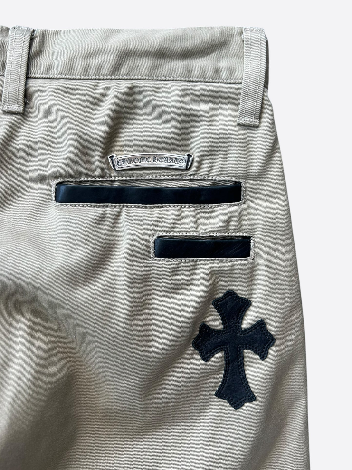 Chrome Hearts Beige Black Cross Patch Chinos