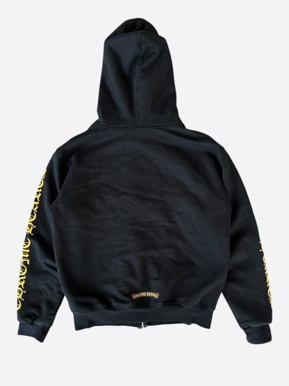 Chrome Hearts Black & Yellow Dagger Logo Zip Up Hoodie