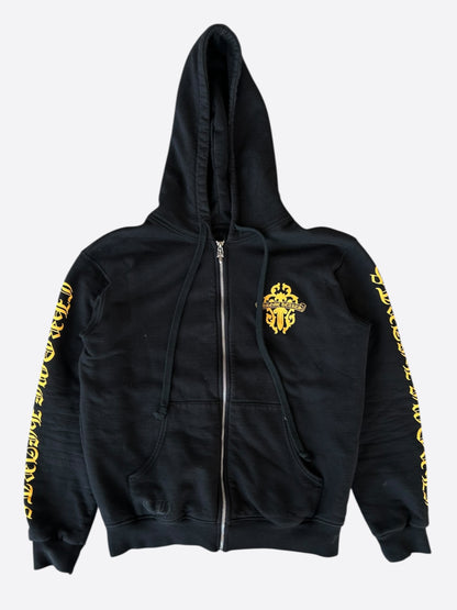 Chrome Hearts Black & Yellow Dagger Logo Zip Up Hoodie