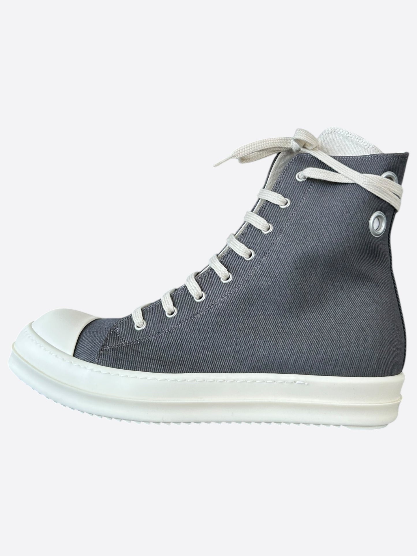 Rick Owens Grey & White High Top Sneakers