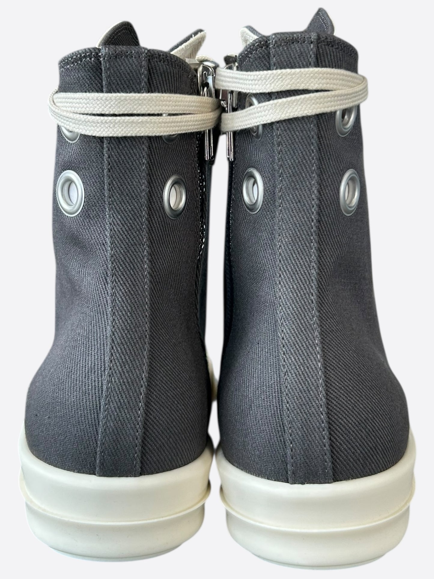 Rick Owens Grey & White High Top Sneakers