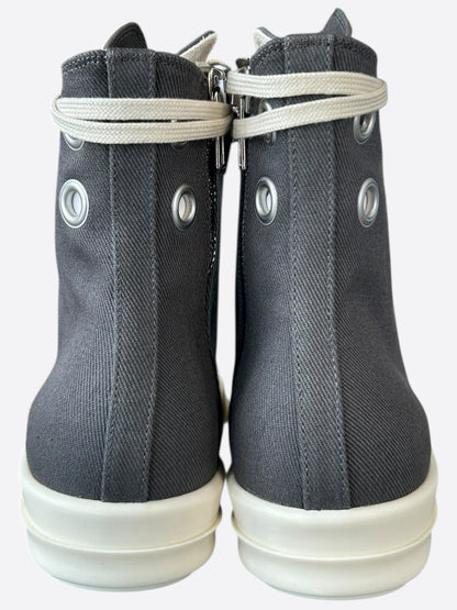 Rick Owens Grey & White High Top Sneakers