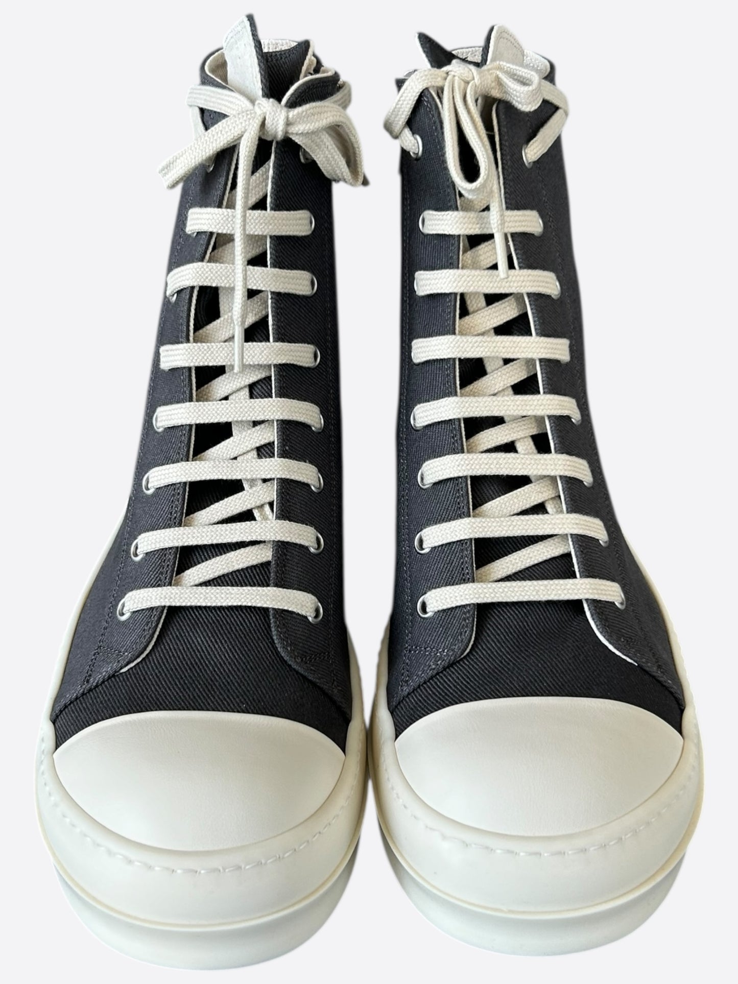 Rick Owens Grey & White High Top Sneakers