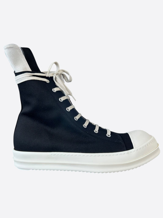 Rick Owens Black & White Hollywood High Top Sneakers