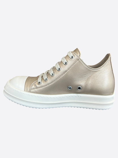 Rick Owens Gold Leather Women's Low Top Sneakers