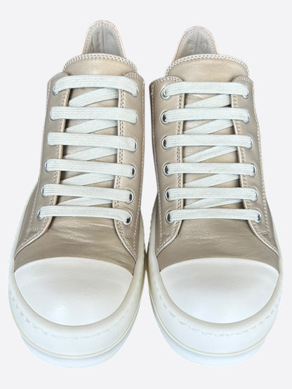 Rick Owens Gold Leather Women's Low Top Sneakers
