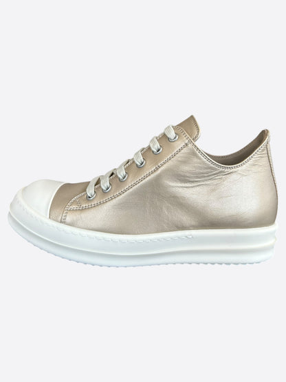 Rick Owens Gold Leather Women's Low Top Sneakers