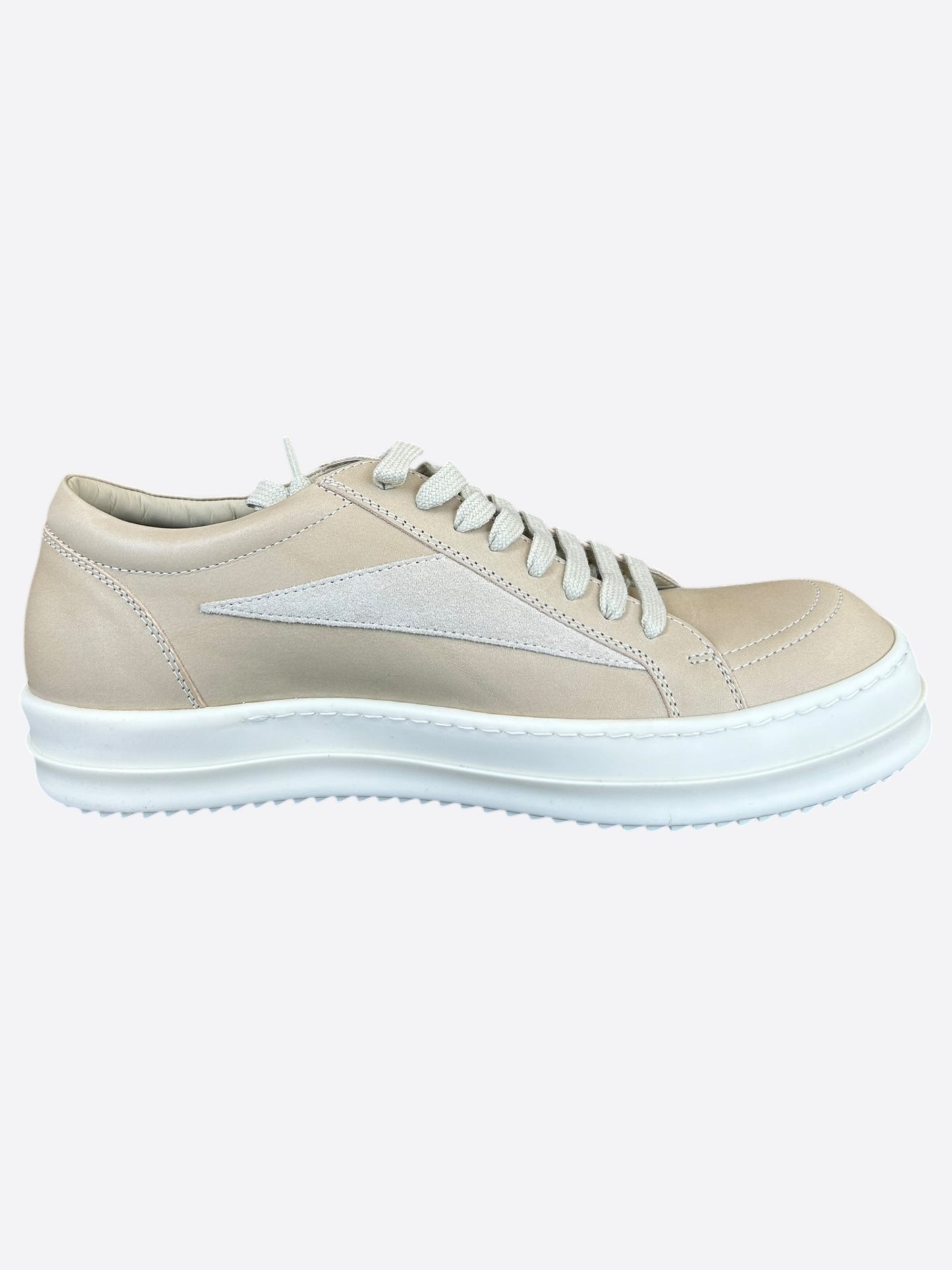 Rick Owens Beige Leather Vintage Low Top Sneakers