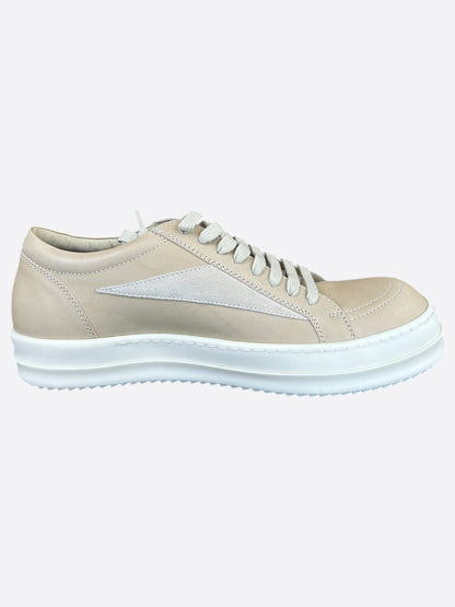 Rick Owens Beige Leather Vintage Low Top Sneakers