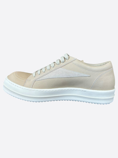 Rick Owens Beige Leather Vintage Low Top Sneakers