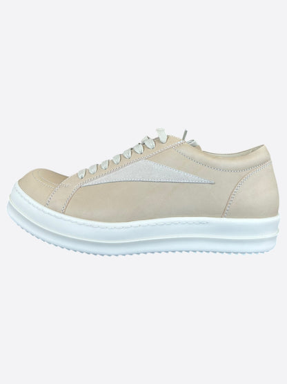 Rick Owens Beige Leather Vintage Low Top Sneakers