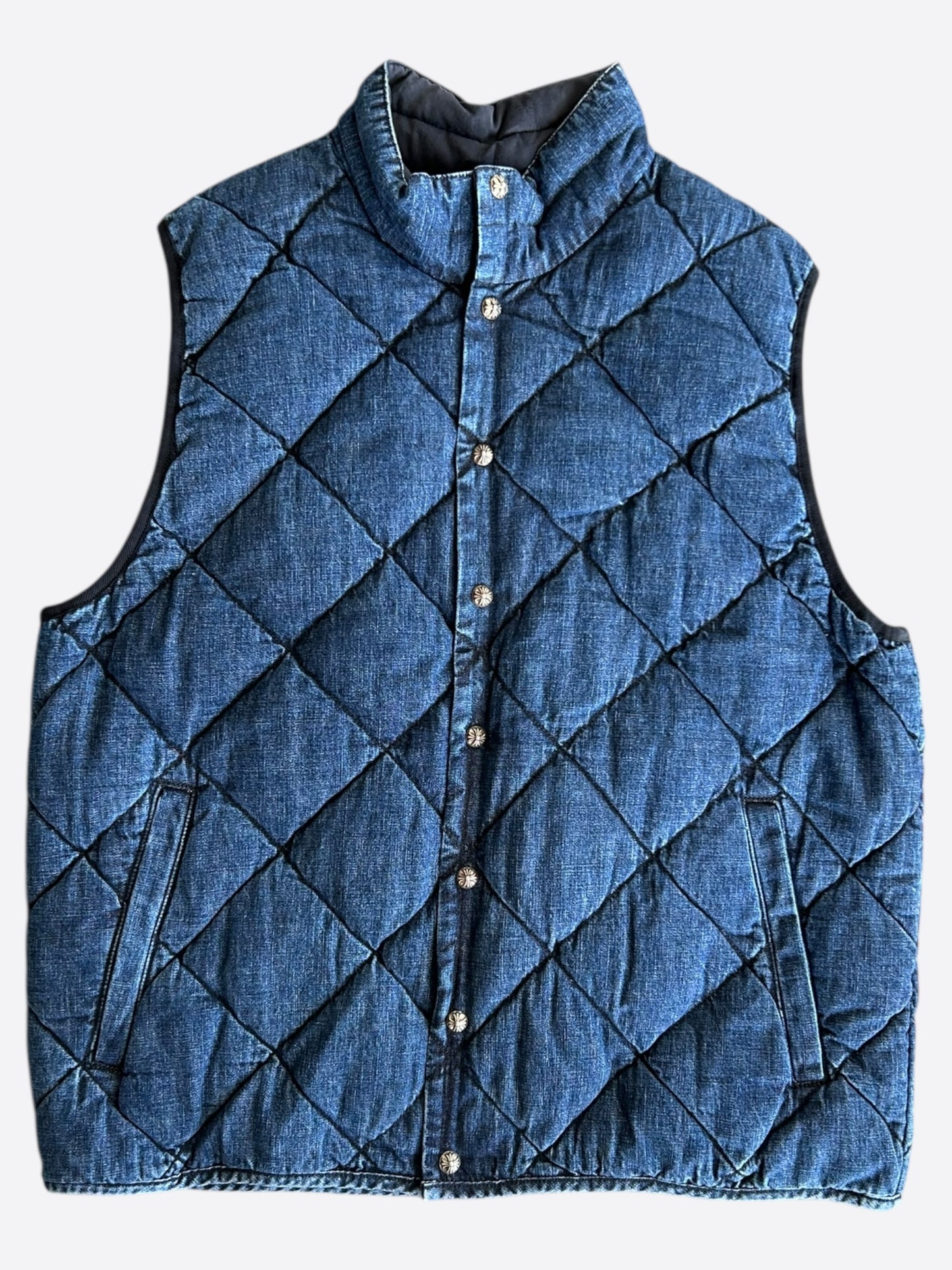 Chrome Hearts Blue Quilted Denim Vest