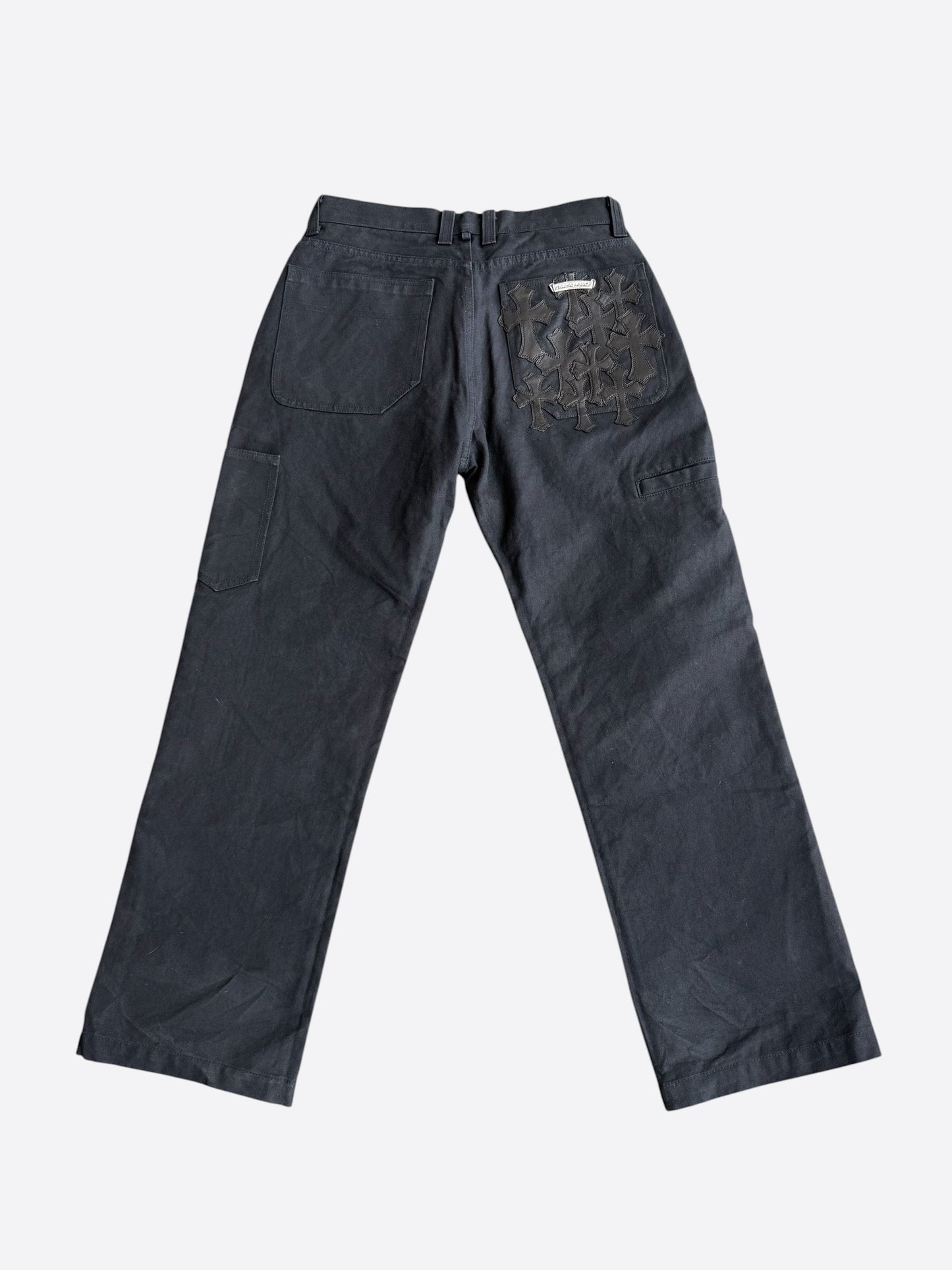 Chrome Hearts Black Cross Patch Carpenter Pants