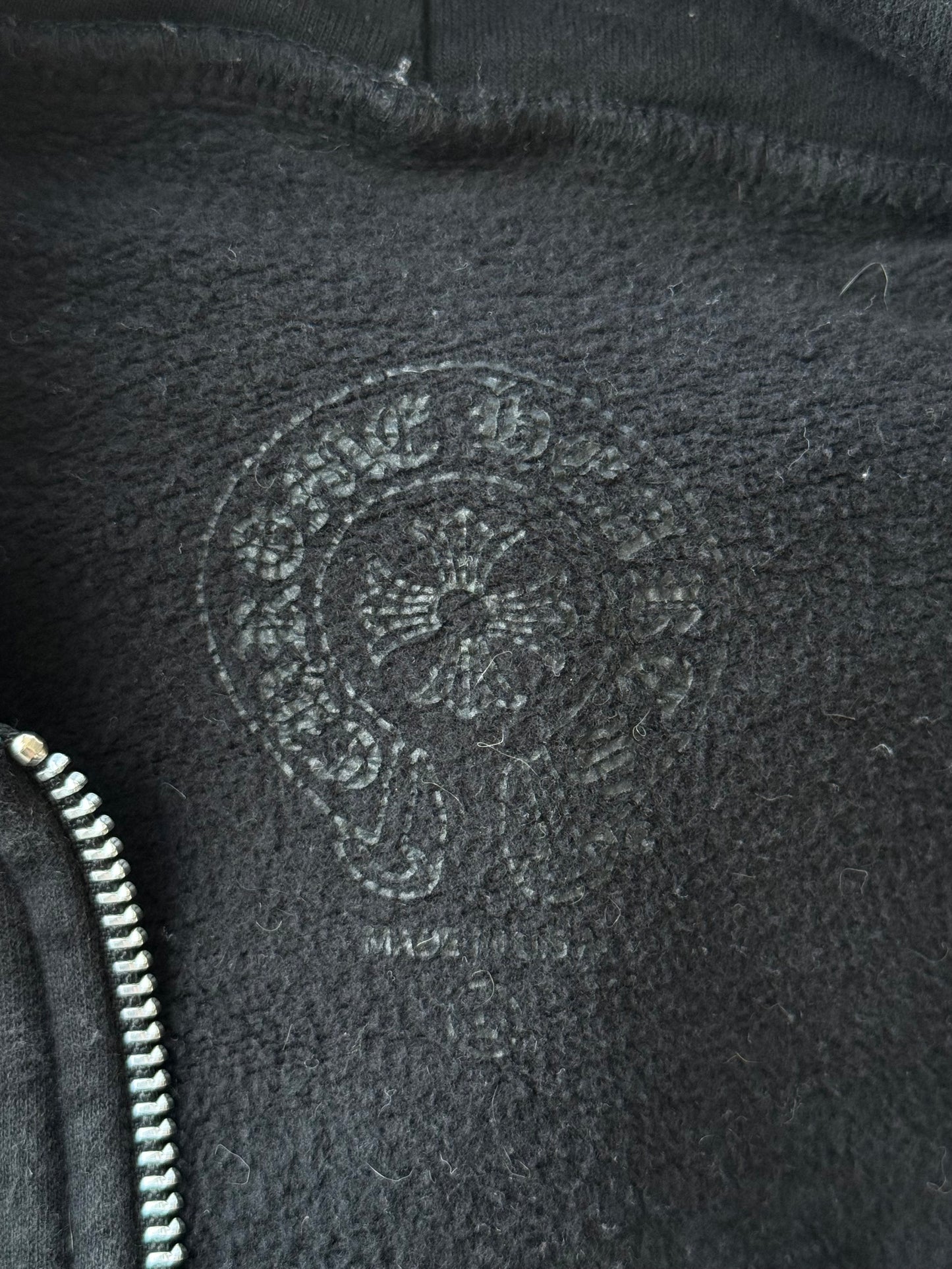 Chrome Hearts Black & Purple Dagger Script Zip Up Hoodie