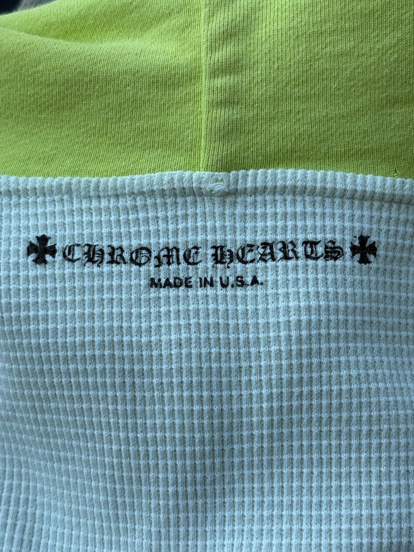 Chrome Hearts Matty Boy Lime Green Chainlink Thermal Zip Up Hoodie