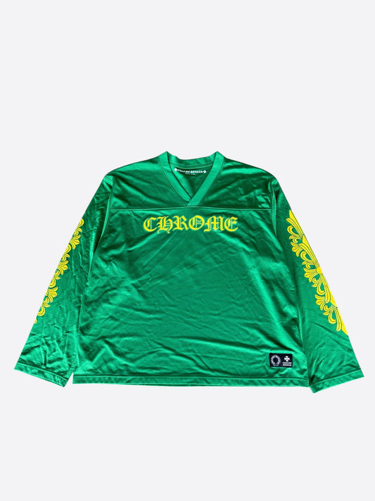 Chrome Hearts Green & Yellow Floral Nylon Mesh Longsleeve Jersey