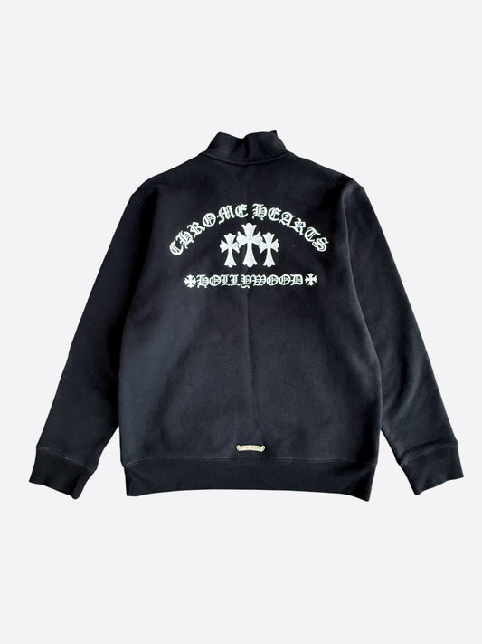 Chrome Hearts Black & White Triple Cross Embroidered Quarter Zip Sweater