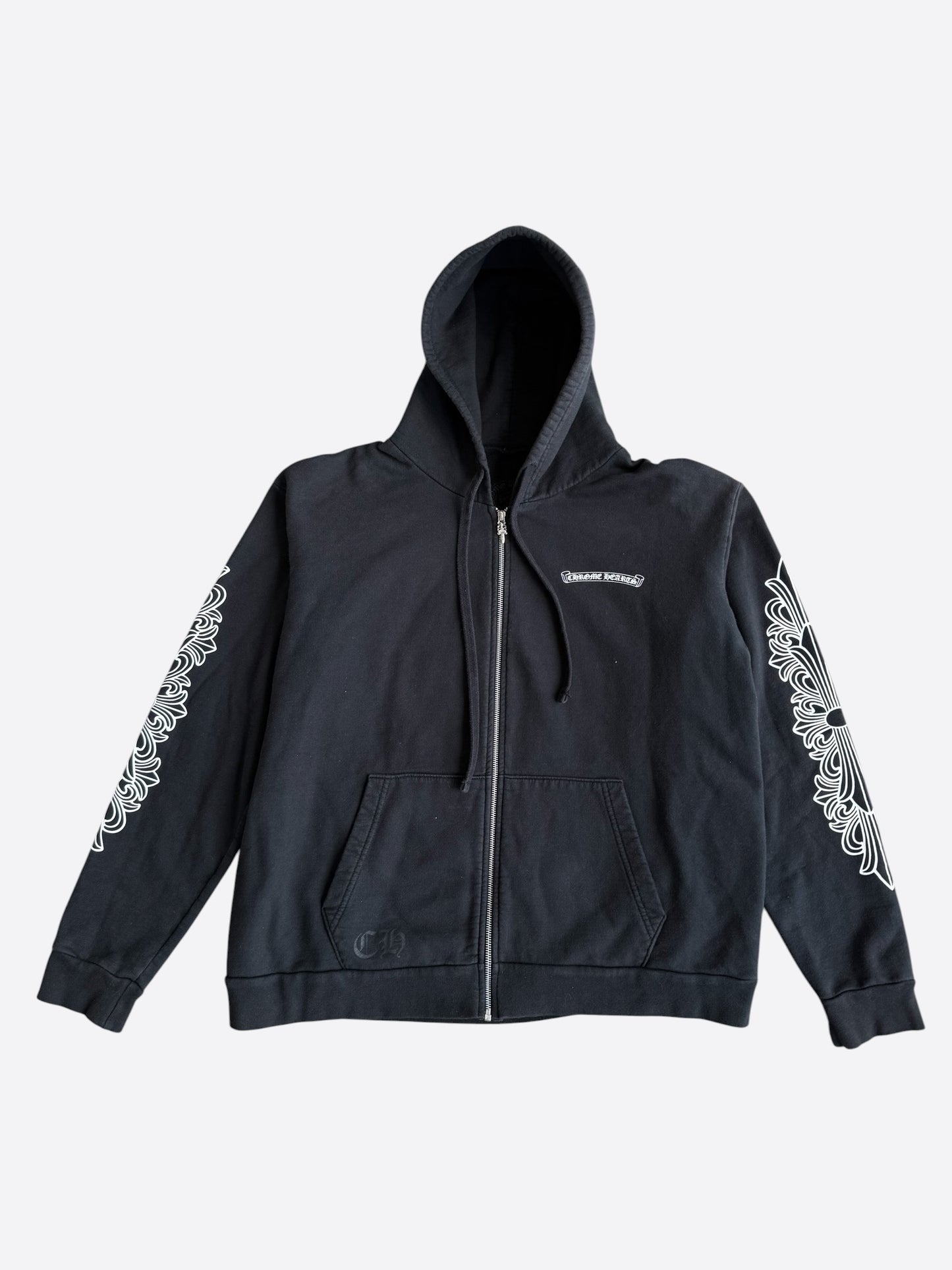Chrome Hearts Black & Purple Dagger Script Zip Up Hoodie
