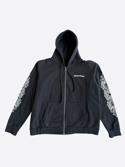 Chrome Hearts Black & Purple Dagger Script Zip Up Hoodie