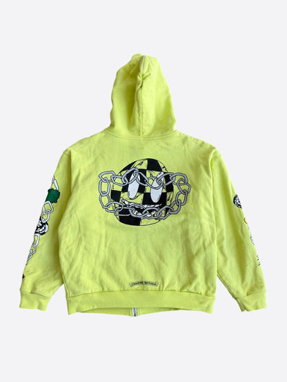 Chrome Hearts Matty Boy Lime Green Chainlink Thermal Zip Up Hoodie