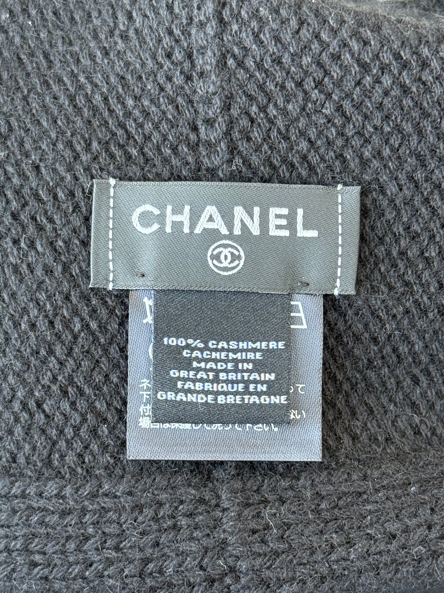 Chanel Black & White CC Logo Cashmere Beanie