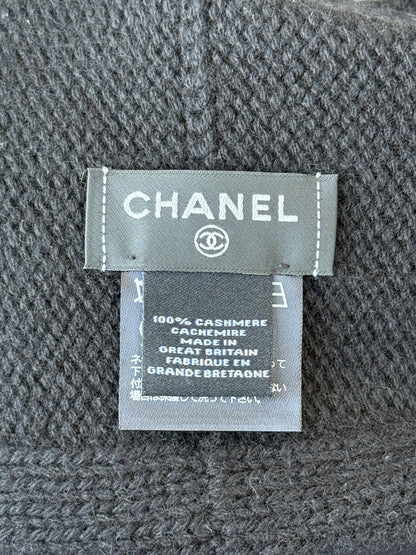 Chanel Black & White CC Logo Cashmere Beanie