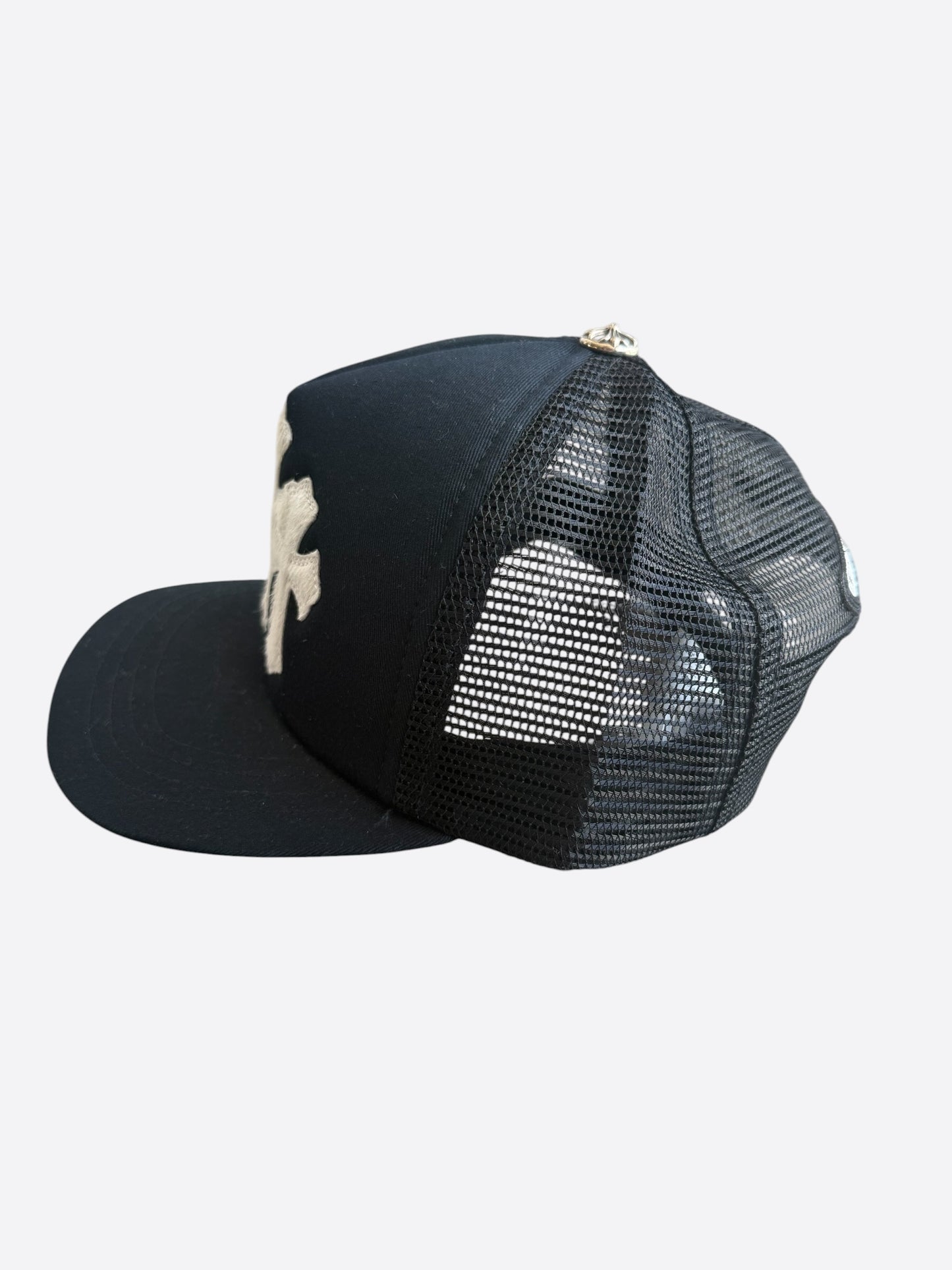 Chrome Hearts Black & White Ponyhair Triple Cross Patch Hat