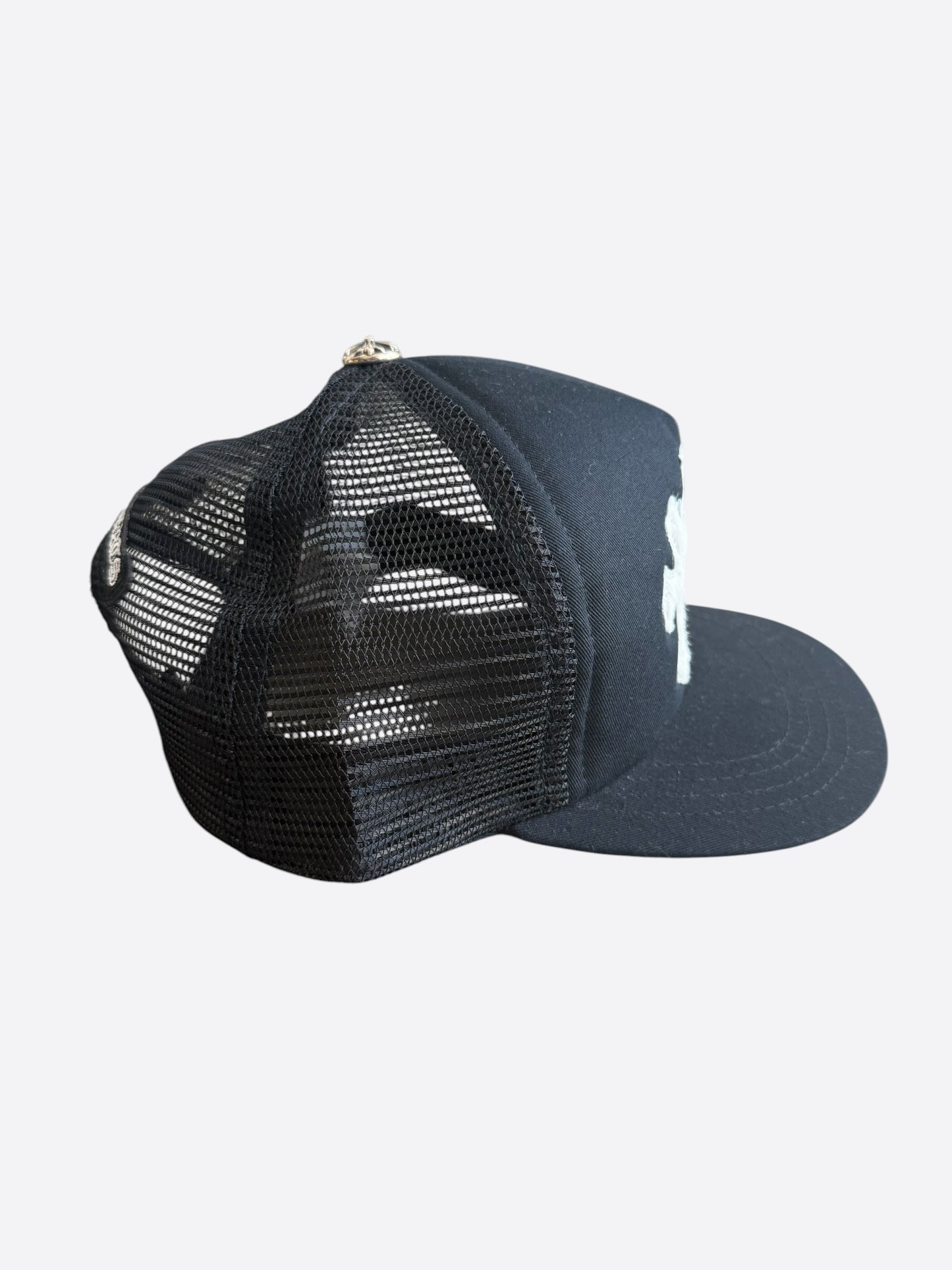 Chrome Hearts Black & White Ponyhair Triple Cross Patch Hat
