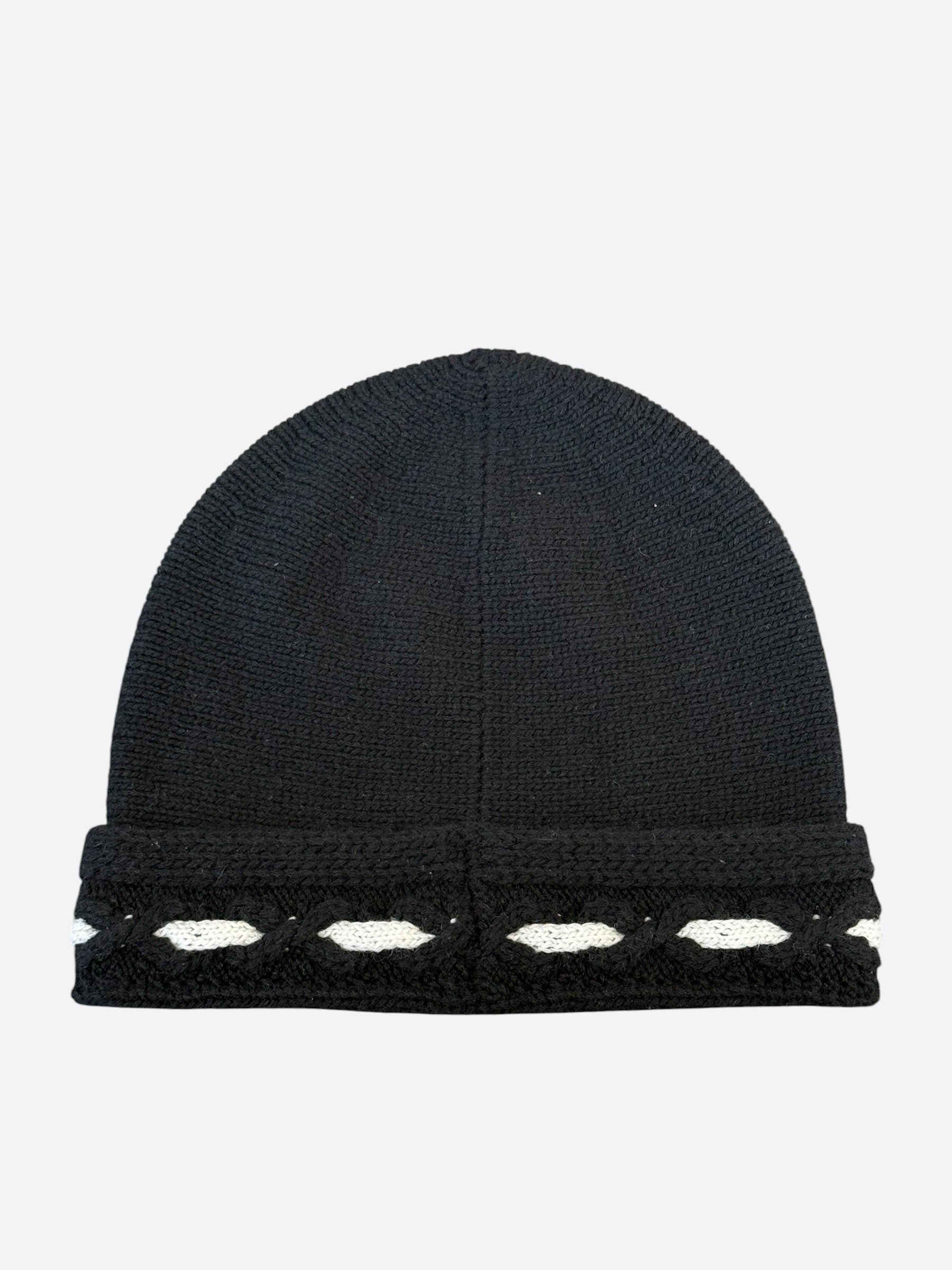 Chanel Navy & Cream Embroidered Logo Cashmere Beanie – Savonches