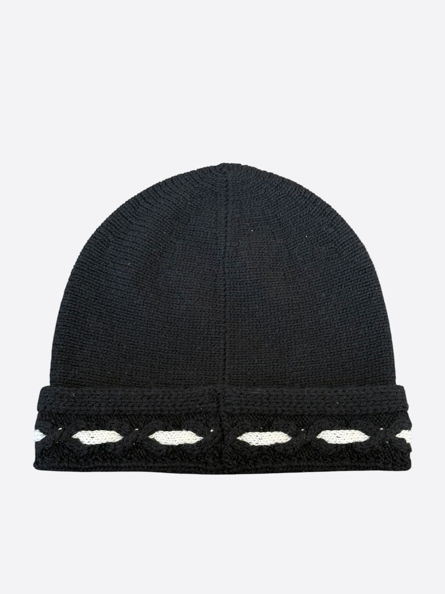 Chanel Black & White CC Logo Cashmere Beanie