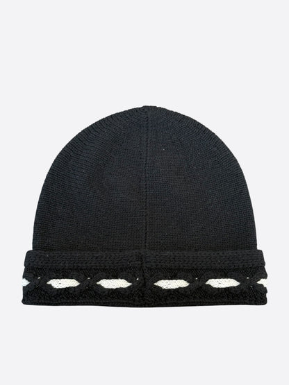 Chanel Black & White CC Logo Cashmere Beanie
