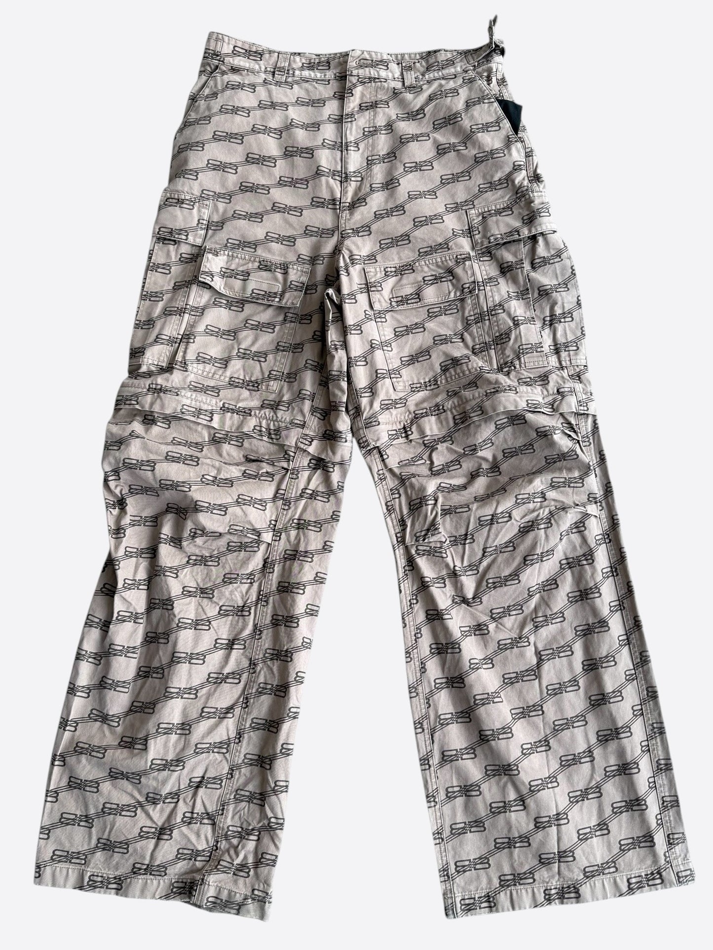 Balenciaga Beige BB Monogram Convertible Cargo Pants