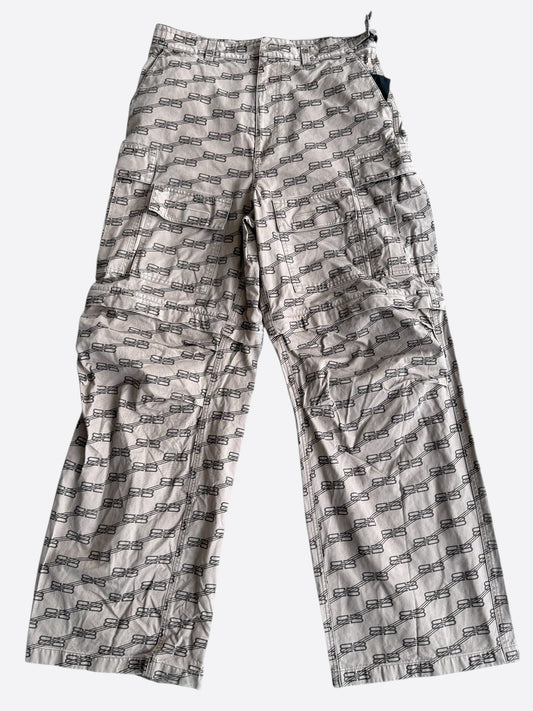 Balenciaga Beige BB Monogram Convertible Cargo Pants