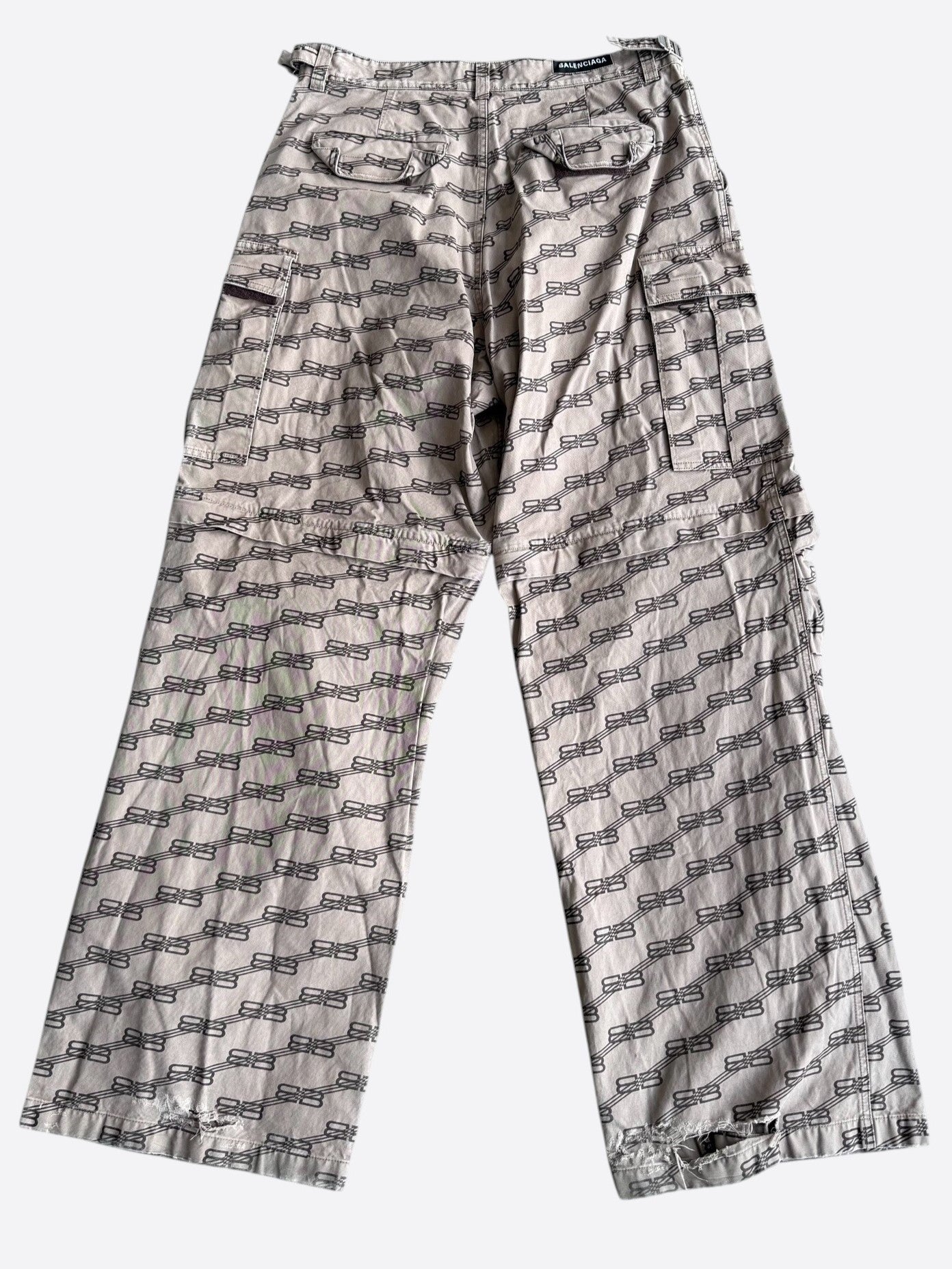 Balenciaga Beige BB Monogram Convertible Cargo Pants
