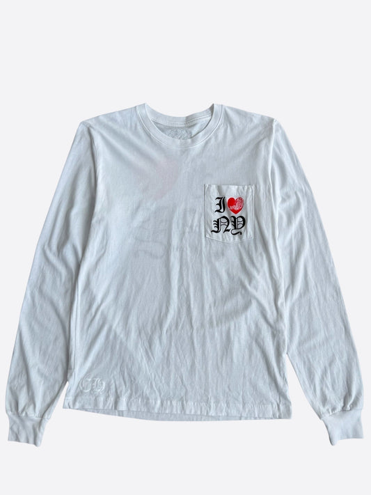 Chrome Hearts White & Red NY Longsleeve T-Shirt