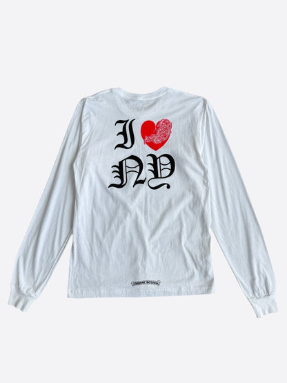 Chrome Hearts White & Red NY Longsleeve T-Shirt