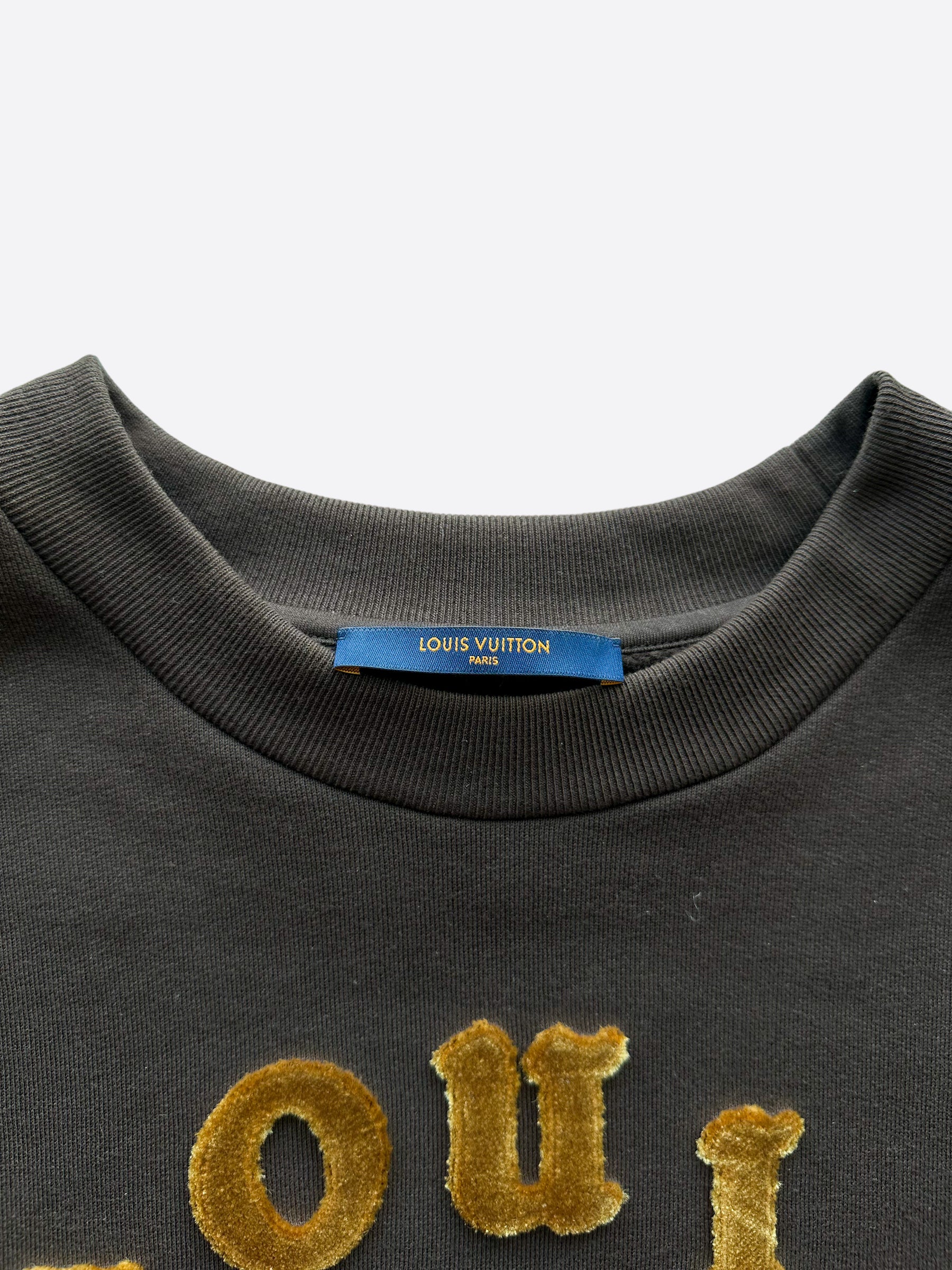 Louis Vuitton Men Sweater Taupe Cream amp Blue L Sleeve Rib Knit Crew XXL   eBay