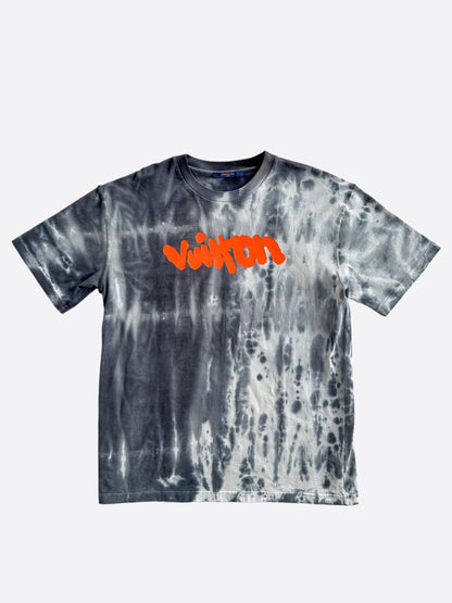 Louis Vuitton Grey & Orange Tie-Dye Graffiti T-Shirt