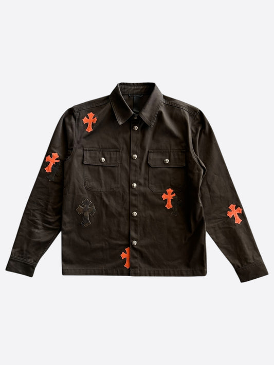 Chrome Hearts Brown Camouflage & Orange Cross Patch Work Dog Jacket
