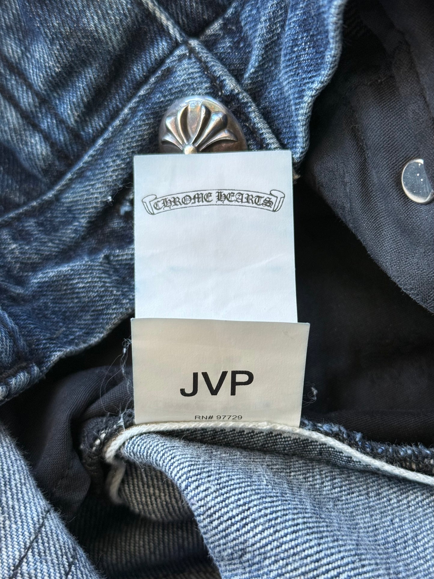 Chrome Hearts Blue Denim Cross Patch Jeans