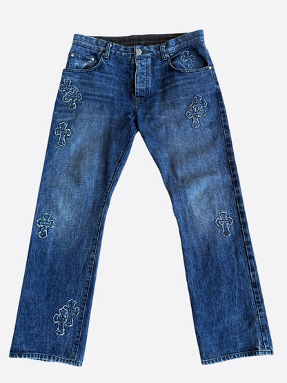 Chrome Hearts Blue Denim Cross Patch Jeans