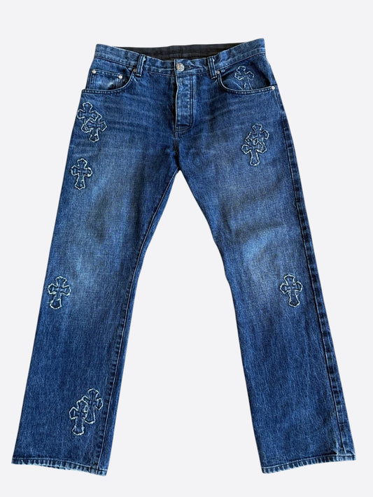 Chrome Hearts Blue Denim Cross Patch Jeans