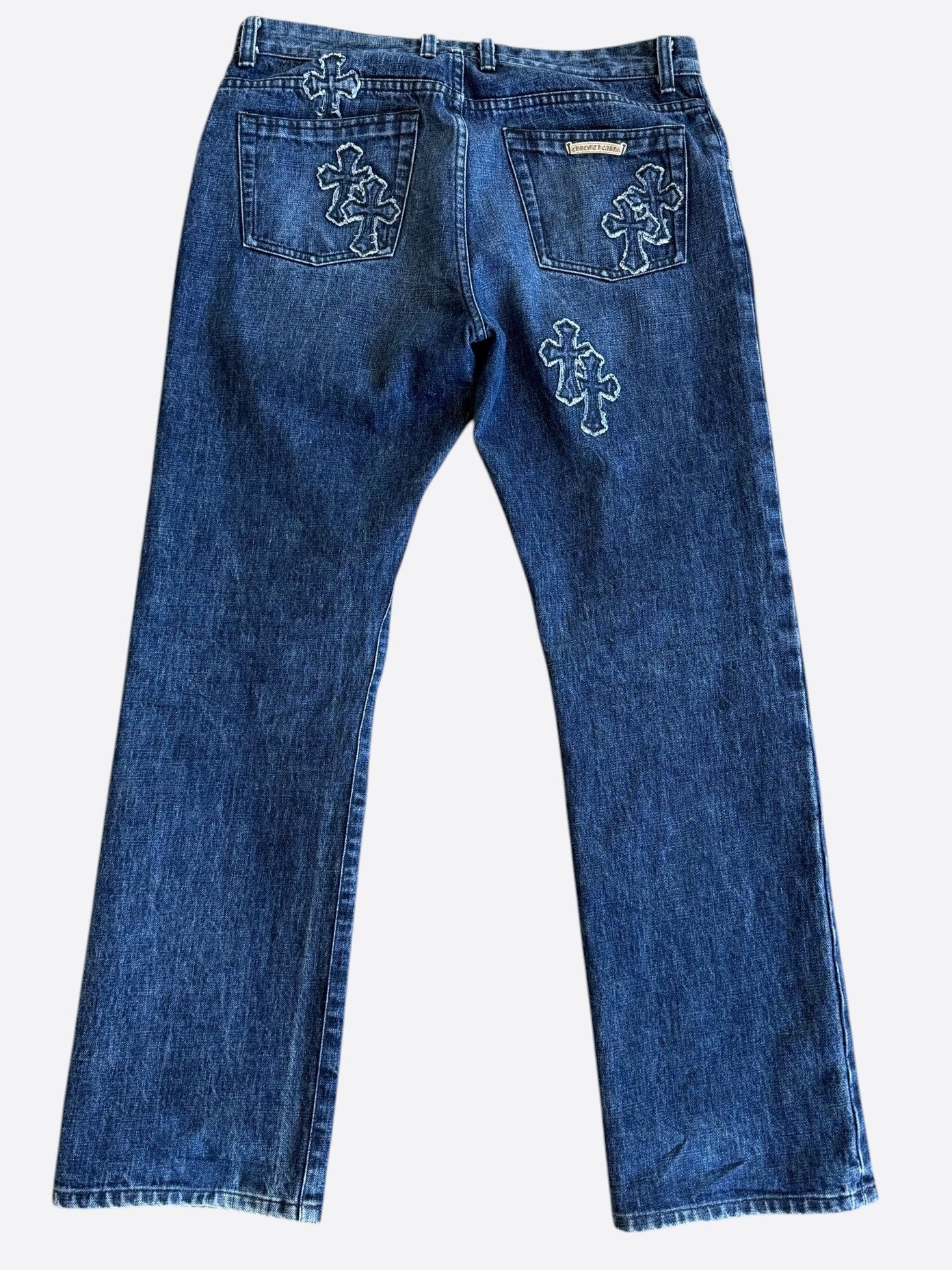 Chrome Hearts Blue Denim Cross Patch Jeans