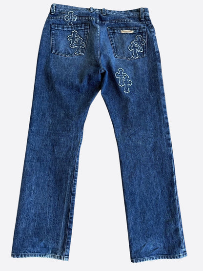 Chrome Hearts Blue Denim Cross Patch Jeans