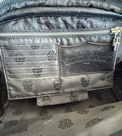 Chrome Hearts Burgundy Leather Fleur Patch Bowling Bag