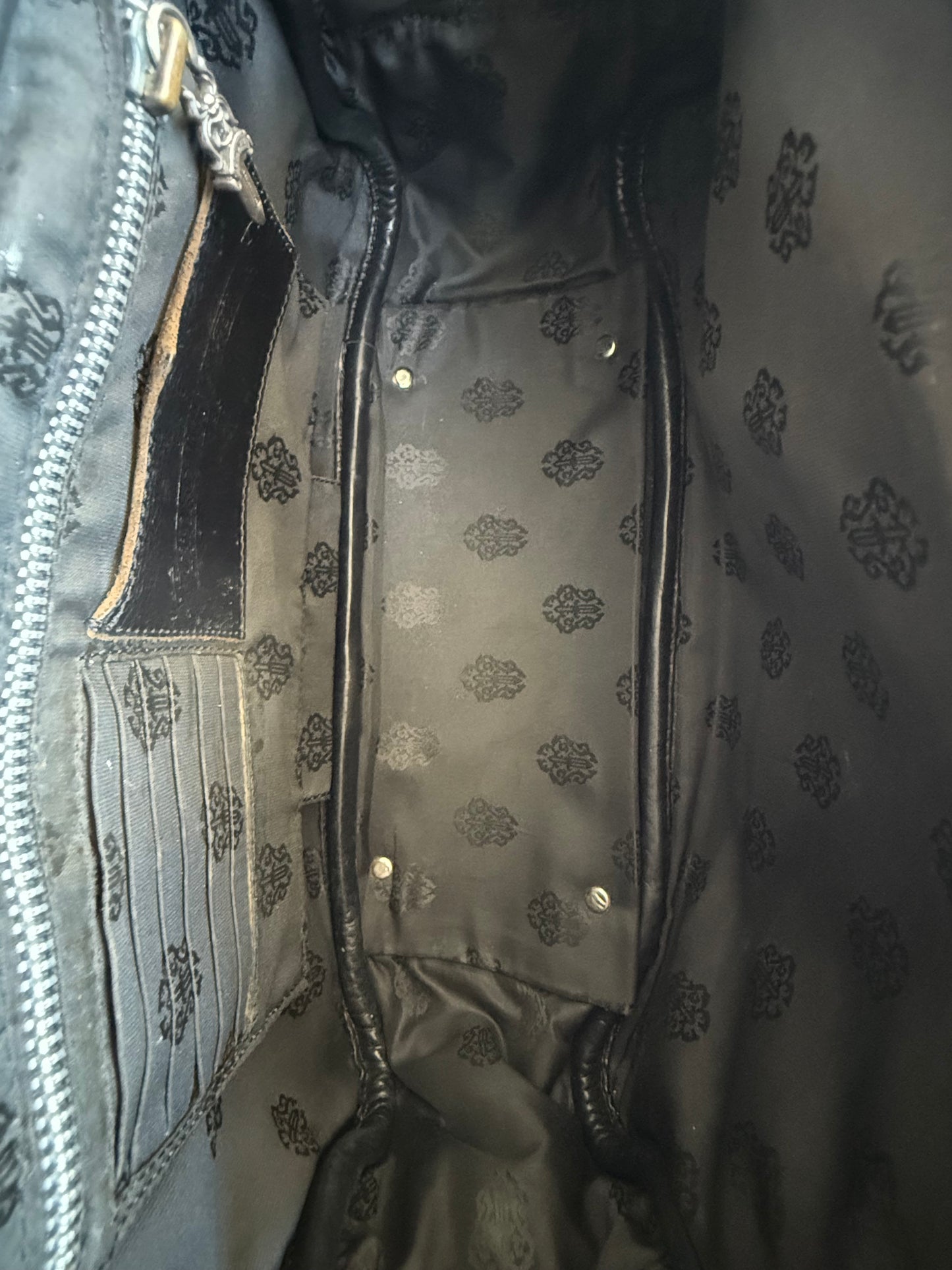 Chrome Hearts Burgundy Leather Fleur Patch Bowling Bag