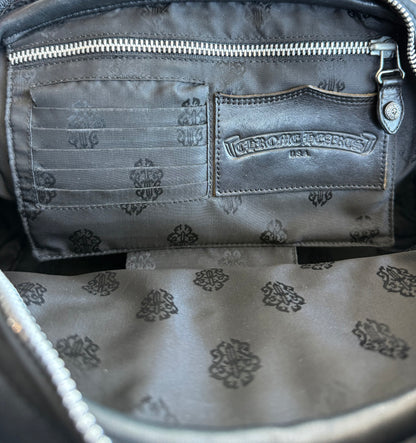 Chrome Hearts Black Leather & Nylon Cross Patch Bowling Bag