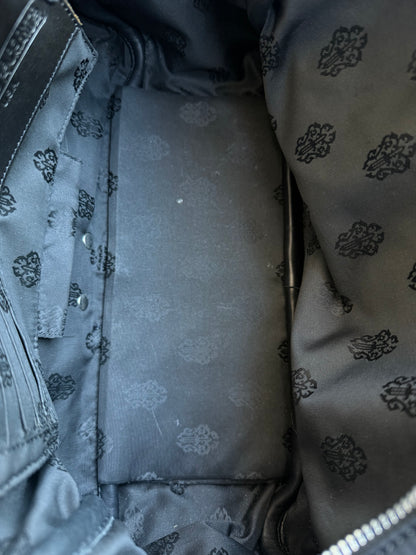 Chrome Hearts Black Leather & Nylon Cross Patch Bowling Bag